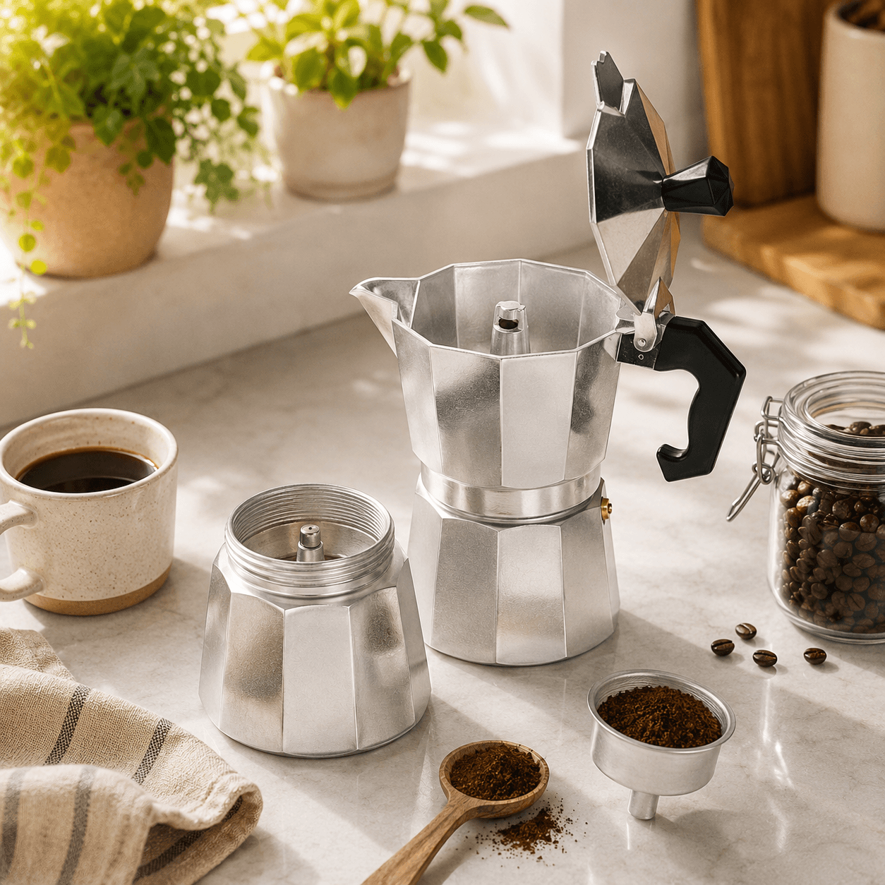 Stovetop Moka Pot Coffee Maker