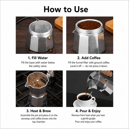 Stovetop Moka Pot Coffee Maker
