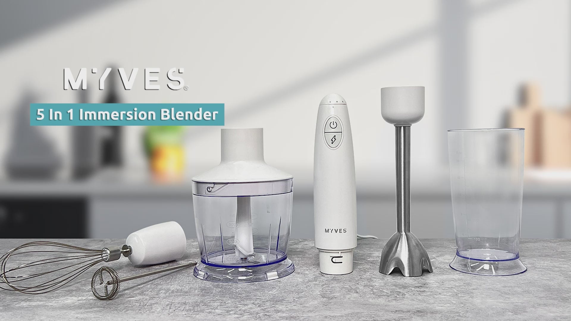 Load video: MYVES Hand Blender with variable speeds