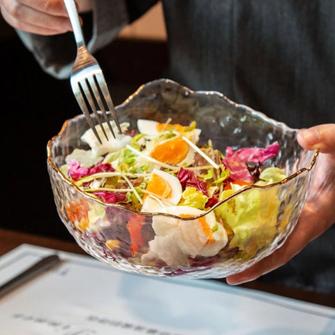 Clear Crystal Glass Salad Bowl